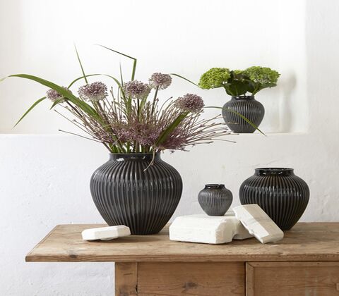 Knabstrup Keramik Ripple vase sort H 20 cm