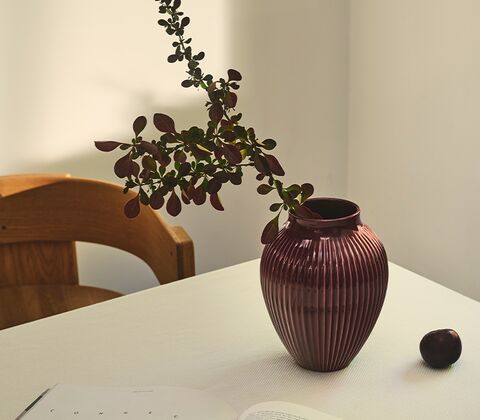 Knabstrup Keramik Ripple vase berry H 27 cm