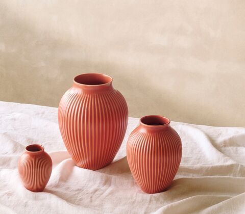 Knabstrup Keramik Ripple mat vase koral H 20 cm