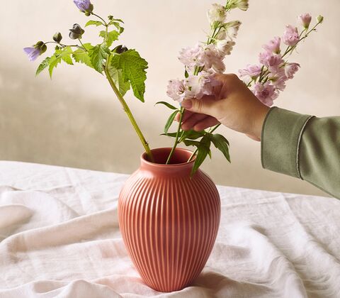 Knabstrup Keramik Ripple mat vase koral H27 cm