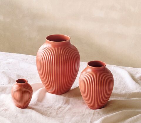 Knabstrup Keramik Ripple mat vase koral H27 cm