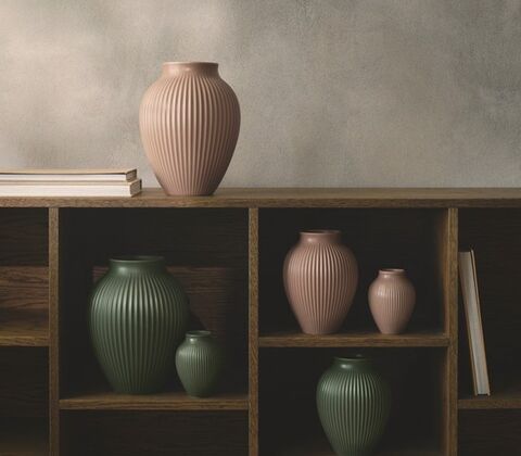 Knabstrup Keramik Ripple vase rosa H12.5 cm