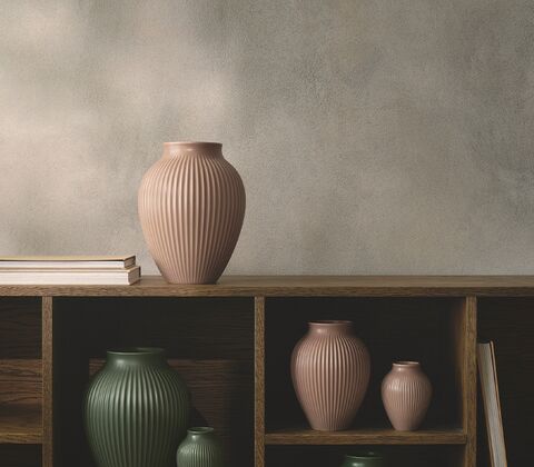 Knabstrup Keramik Ripple mat vase rosa H20 cm