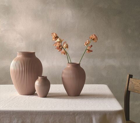 Knabstrup Keramik Ripple mat vase rosa H20 cm
