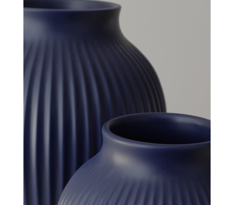 Knabstrup Keramik Ripple vase mat mørkeblå H 20 cm