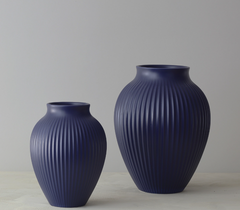 Knabstrup Keramik Ripple vase mat mørkeblå H 20 cm