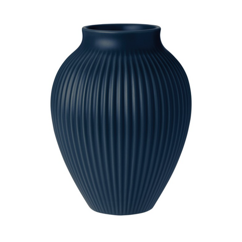 Knabstrup Keramik Ripple vase mat mørkeblå H 20 cm