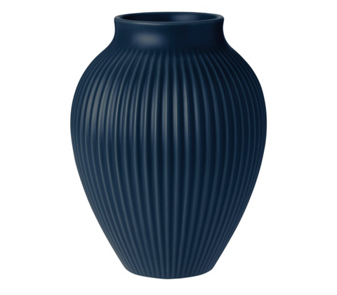 Knabstrup Keramik Ripple vase mat mørkeblå H 20 cm