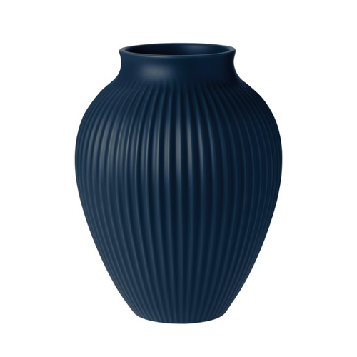 Knabstrup Keramik Ripple vase mat mørkeblå H 27 cm