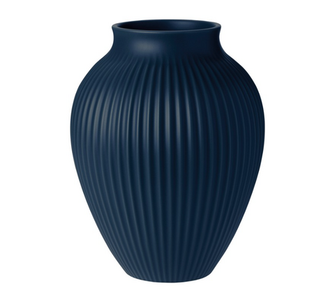 Knabstrup Keramik Ripple vase mat mørkeblå H 27 cm