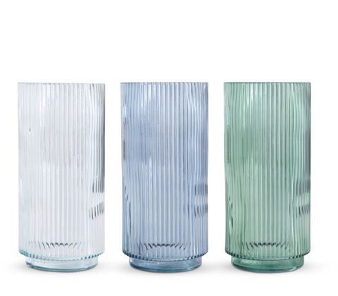 Flora vase rillet H 25 cm - assorterede farver