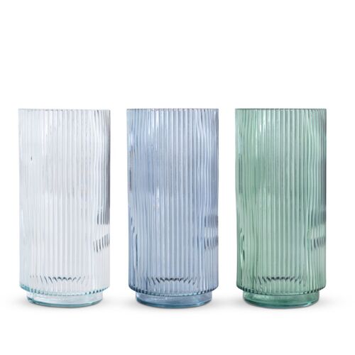 Flora vase rillet H 25 cm - assorterede farver