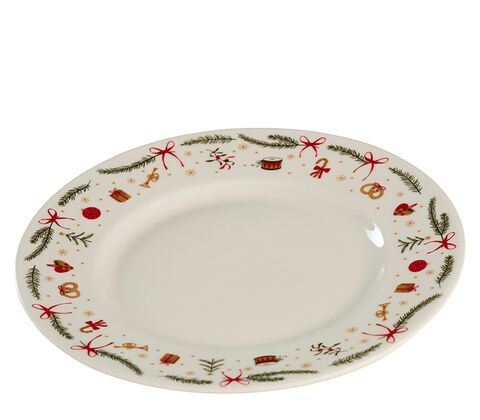 Desserttallerken med julemotiv hvid Ø 19 cm