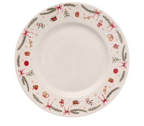 Desserttallerken med julemotiv hvid Ø 19 cm