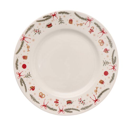 Desserttallerken med julemotiv hvid Ø 19 cm
