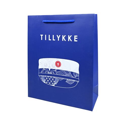Det Gamle Apotek blå student gavepose papir 19,5x24 cm