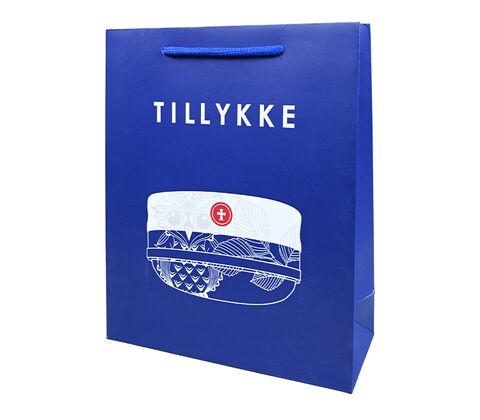 Det Gamle Apotek blå student gavepose papir 19,5x24 cm