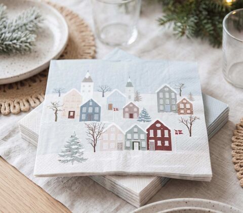 Det Gamle Apotek Cozy Winter servietter blå 33x33 cm 20 stk.