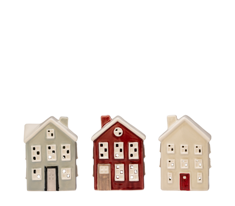 Det Gamle Apotek Cosy Christmas lyshuse til fyrfadslys keramik H 10,4 cm 3 stk.
