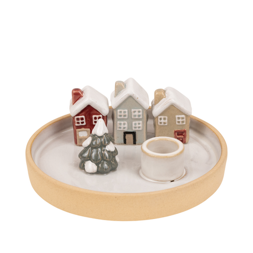 Det Gamle Apotek lysestage med huse Ø 15,4 cm H 6 cm