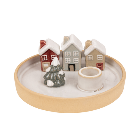 Det Gamle Apotek lysestage med huse Ø 15,4 cm H 6 cm