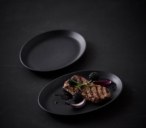 Morsø Forno steaktallerken i sort stentøj 2 stk. 28x20 cm