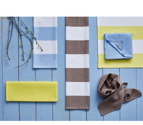 Bastian Abbi stribet viskestykke hvid/mimosa 70x50 cm