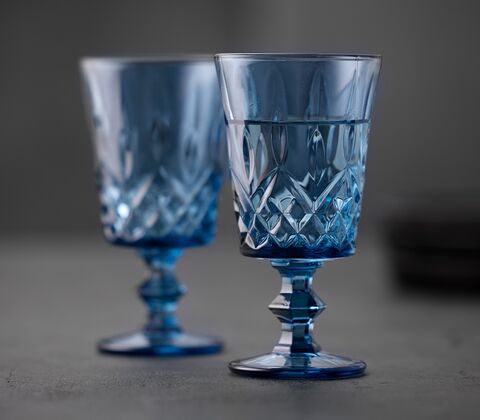 Lyngby Glas Sorrento vinglas blå 29 cl 4 stk.