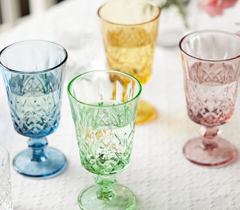 Lyngby Glas Sorrento vinglas blå 29 cl 4 stk.
