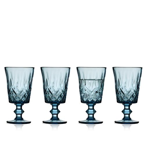 Lyngby Glas Sorrento vinglas blå 29 cl 4 stk.