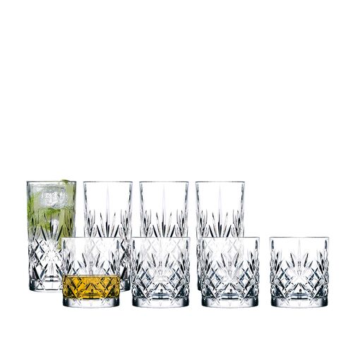 Lyngby Glas Melodia highball og whiskey glas 8 stk.