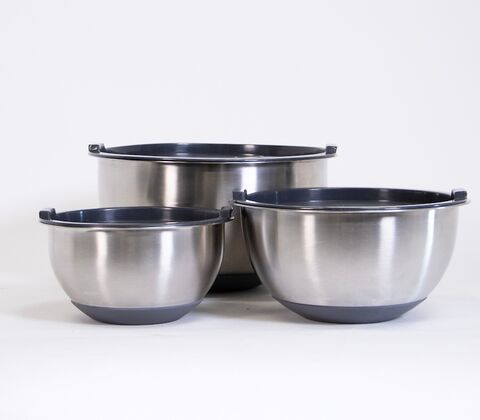 Sobczyk røreskålesæt med låg og silikonebund 3 stk. rustfrit stål