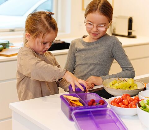 SNAXX madkasse med 3 rum 1,6 liter lilla