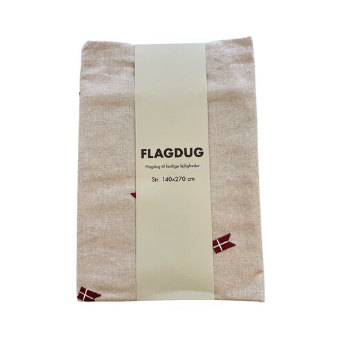 Flagdug med Dannebrog i hørfarve 140X270 cm 