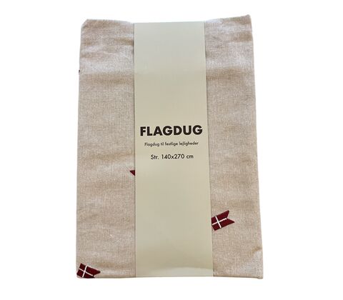 Flagdug med Dannebrog i hørfarve 140X270 cm 