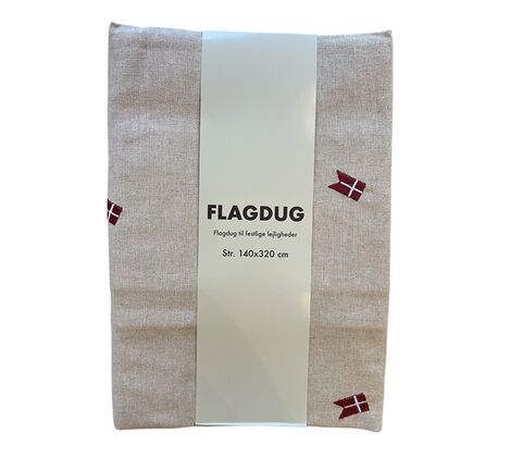 Flagdug med Dannebrog i hørfarve 140X320 cm