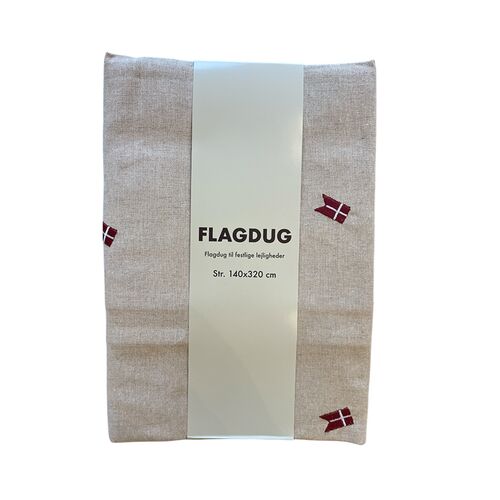 Flagdug med Dannebrog i hørfarve 140X320 cm