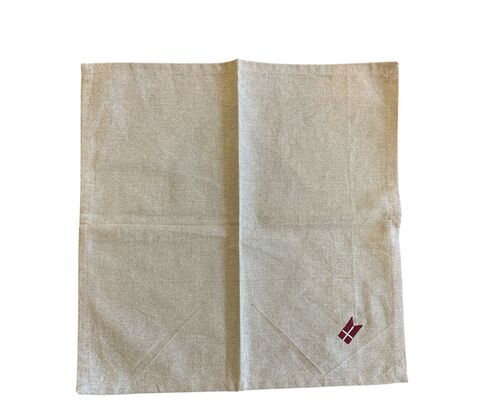 Stofserviet med broderet flag i hørfarve 40X40 cm