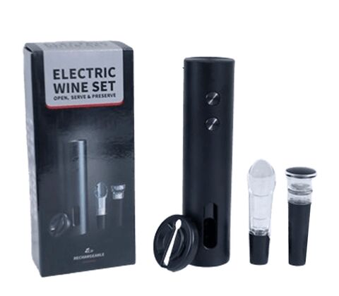 Genopladeligt proptrækkersæt med USB sort