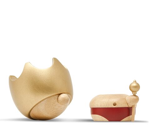 FableWood Kejserens nye klæder træfigur guld/rød H8 cm