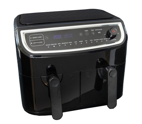 Gastronoma Low Fat dobbelt airfryer & dehydrator sort 9 liter 2400 watt - keramisk belægning