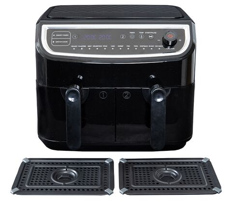 Gastronoma Low Fat dobbelt airfryer & dehydrator sort 9 liter 2400 watt - keramisk belægning