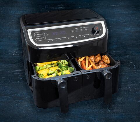 Gastronoma Low Fat dobbelt airfryer & dehydrator sort 9 liter 2400 watt - keramisk belægning