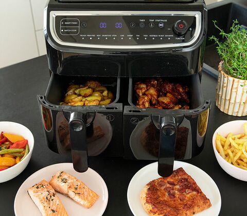 Gastronoma Low Fat dobbelt airfryer & dehydrator sort 9 liter 2400 watt - keramisk belægning