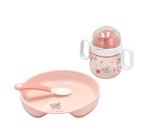 Mepal Mio Flowers & Butterflies begyndersæt rosa 3 dele