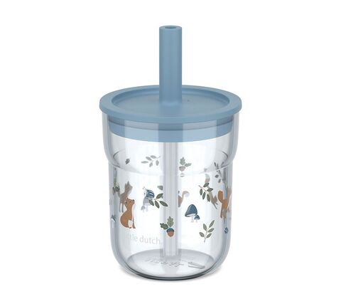 Mepal Mio Forest Friends børneglas med sugerør blå 250 ml