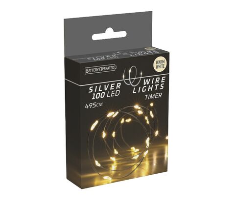 Lyskæde 100 LED sølvtråd L 4,95 meter