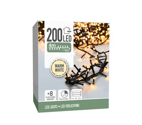 Klyngelyskæde ude & inde 200 LED