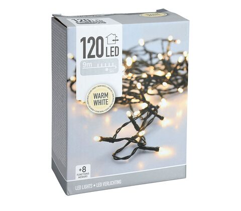 Lyskæde 120 LED varm hvid 9+3 meter