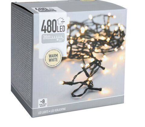 LED lyskæde ude & inde 36 meter 480 LED lys varm hvid